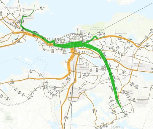 Raitiotien matkustajamäärät 01/2016 Linja 3 15 623 Muu Hervannan liikenne (osa linjoilta 4, 5, 20, 24) 8 161 Sammonkadun pysäkit keskustaan/keskustasta ja Rieväkadun liityntä (linjat 17, 25, 47) 2