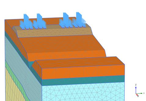 . 3D laskelmat 3D laskelmalla ei saatu samaa tulosta kuin 2D:llä, vaikka mallinnettiin sama plane strain ongelma. Syy ei selvinnyt, muissa projekteissa tulos on ollut sama.