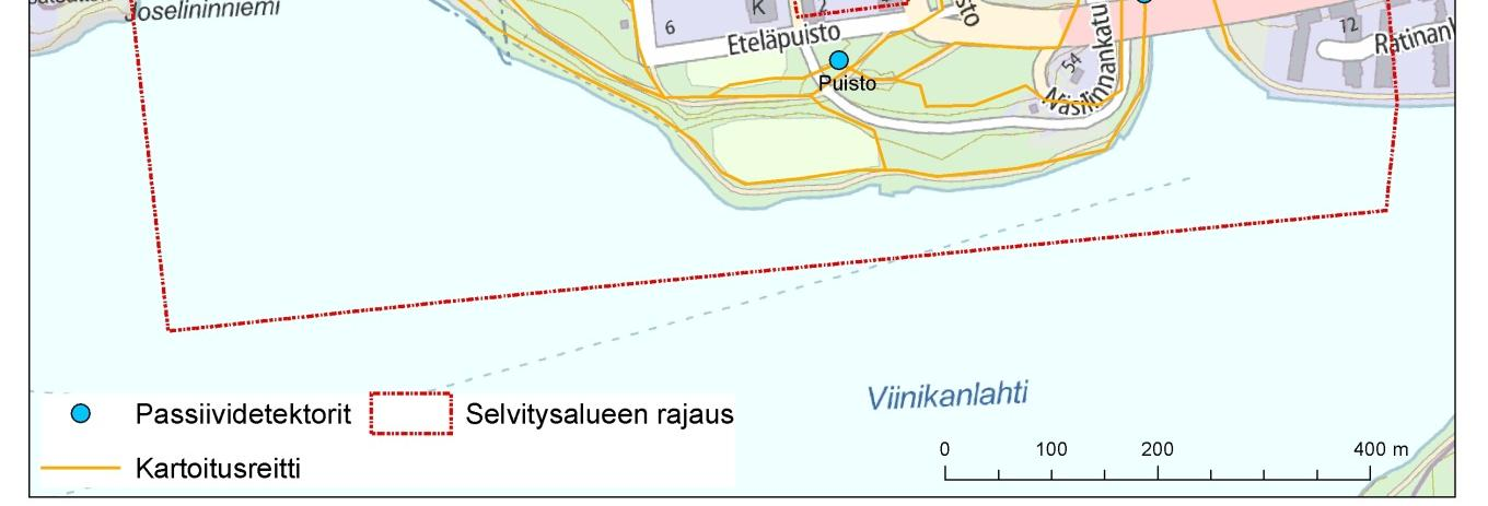 5 sijaitsee myös suojelulla alueella, jonne ei olla suunnitteilla rakentamista, joten piste toimii myös referenssipisteenä muulle alueelle (kuva 3). Kuva 3.
