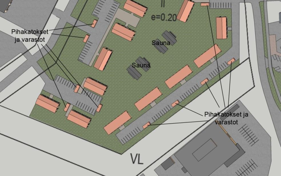Polkupyöräkatokset, jätekatokset ja ulkovarastot Katokset tulee pääsääntöisesti sijoittaa pysäköintialueiden yhteyteen.