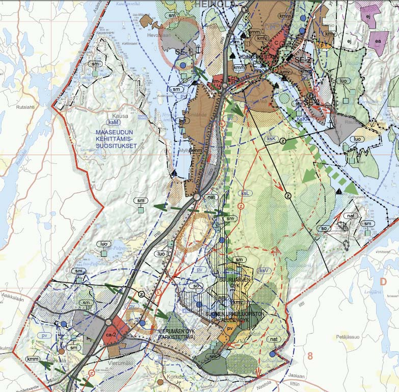 58/YK, Osallistumis- ja arviointisuunnitelma, 16.1.2017 8 / 15 3.5 Strateginen yleiskaava 2035 Heinolan strateginen yleiskaavaa on hyväksytty 14.4.2014 kaupunginvaltuuston päätöksellä.