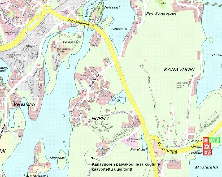 Vaikka asuntojen määrä lisääntyi Kanavuoressa 36:lla vuosina 2001-2008, kasvoi koululaisten määrä vain 2:lla.