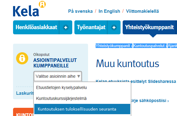 11 5.2 Katso-käyttöoikeuksien hankkiminen Palveluntuottaja kirjautuu Kuntoutuksen tuloksellisuuden seurannan verkkopalveluun Katso-tunnisteella tai Katso-alitunnisteella.