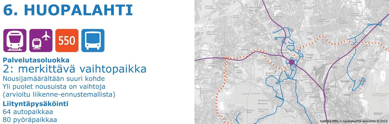 Solmu 5 vaihtopaikkakortti: 6. Huopalahti 21 Nykytilanne 2016 67 Merkittävimmät vaihtotapahtumat. Junalaiturien välillä (80 m) B.