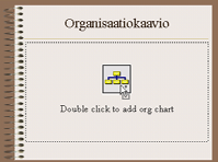 Esitysviestintä 1, vs. 1 29 8 KAAVIOT Lisää uusi dia kaaviorakenteella (Lisää > Uusi Dia > rakenteeksi Teksti ja kaavio ) ja klikkaa kaavio-objektia. Tai olemassa olevaan diaan Lisää > Kaavio.