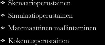 Skenaariot profiileihin Skenaariot profiileihin Kaikki skenaariot mukaan, tai valitaan osa skenaarioista: Hätäiseen tehtynä ajautuu vain GUIliitännäisiin skenaarioihin.