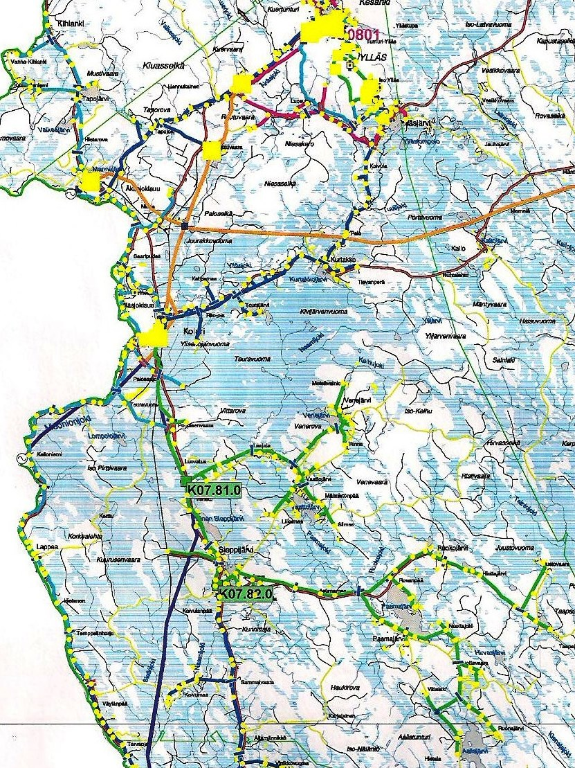 65 3.8 Kolarin sähköasema Kuva 26. Kolarin sähköasema ja johtolähdöt.