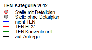 Esimerkki Saksasta TEN-Kategorie 2012 TEN-Kategorie 2012 Stelle mit Detailplan Stelle mit Detailplan Stelle ohne Detaiplan Stelle ohne Detailplan Nicht TEN Nicht TEN TEN HGV TEN HGV TEN Konventionell