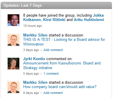 LinkedIn ryhmä - Public Kasvufoorumi: Strategy and Board Initiative Public Public area