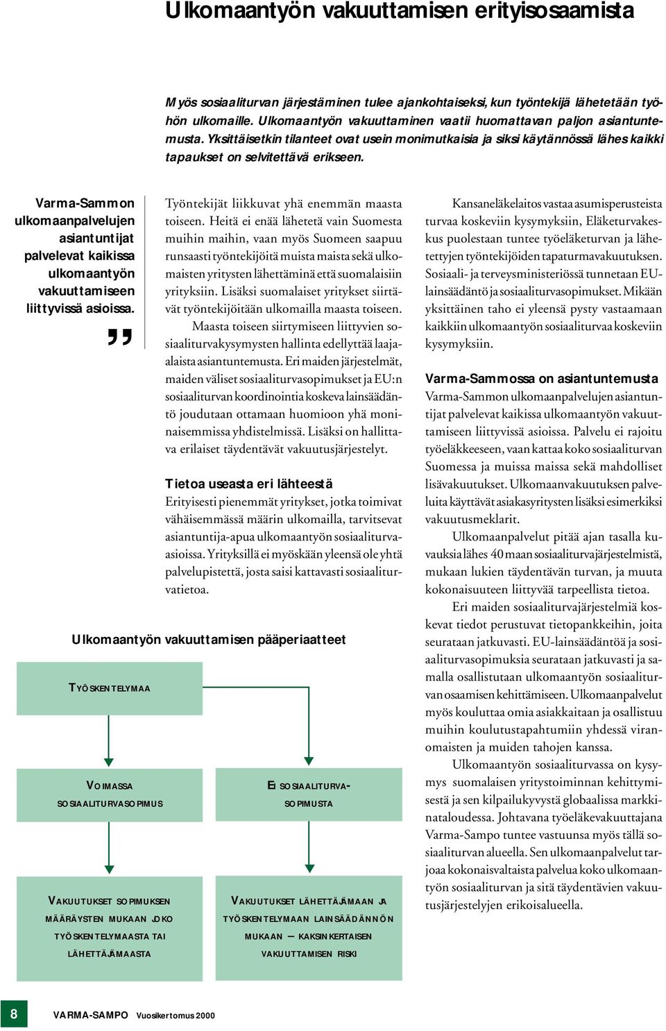 Varma-Sammon ulkomaanpalvelujen asiantuntijat palvelevat kaikissa ulkomaantyön vakuuttamiseen liittyvissä asioissa.