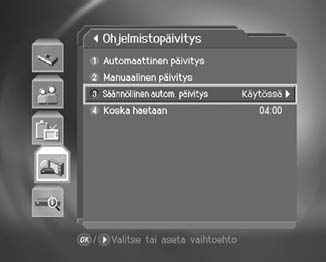 11. Ohjelmistopäivitys 3. Säännöllinen automaattinen päivitys ja hakuaika. Voit määrittää säännöllisen automaattisen päivityksen ja hakuajan.