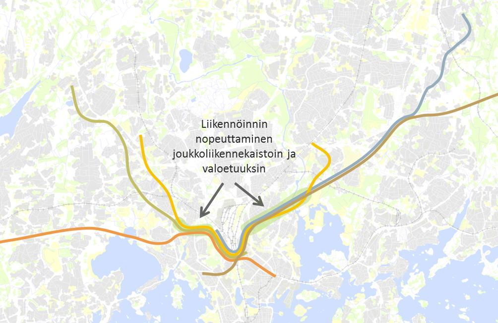 14 Pasilanväylän liikennekäytäväselvitys ALUSTAVAT KEHITTÄMISVAIHTOEHDOT JA NIIDEN VAIKUTUKSET 5 ALUSTAVAT KEHITTÄMISVAIHTOEHDOT JA NIIDEN VAIKUTUKSET Vaihtoehto 1 5.