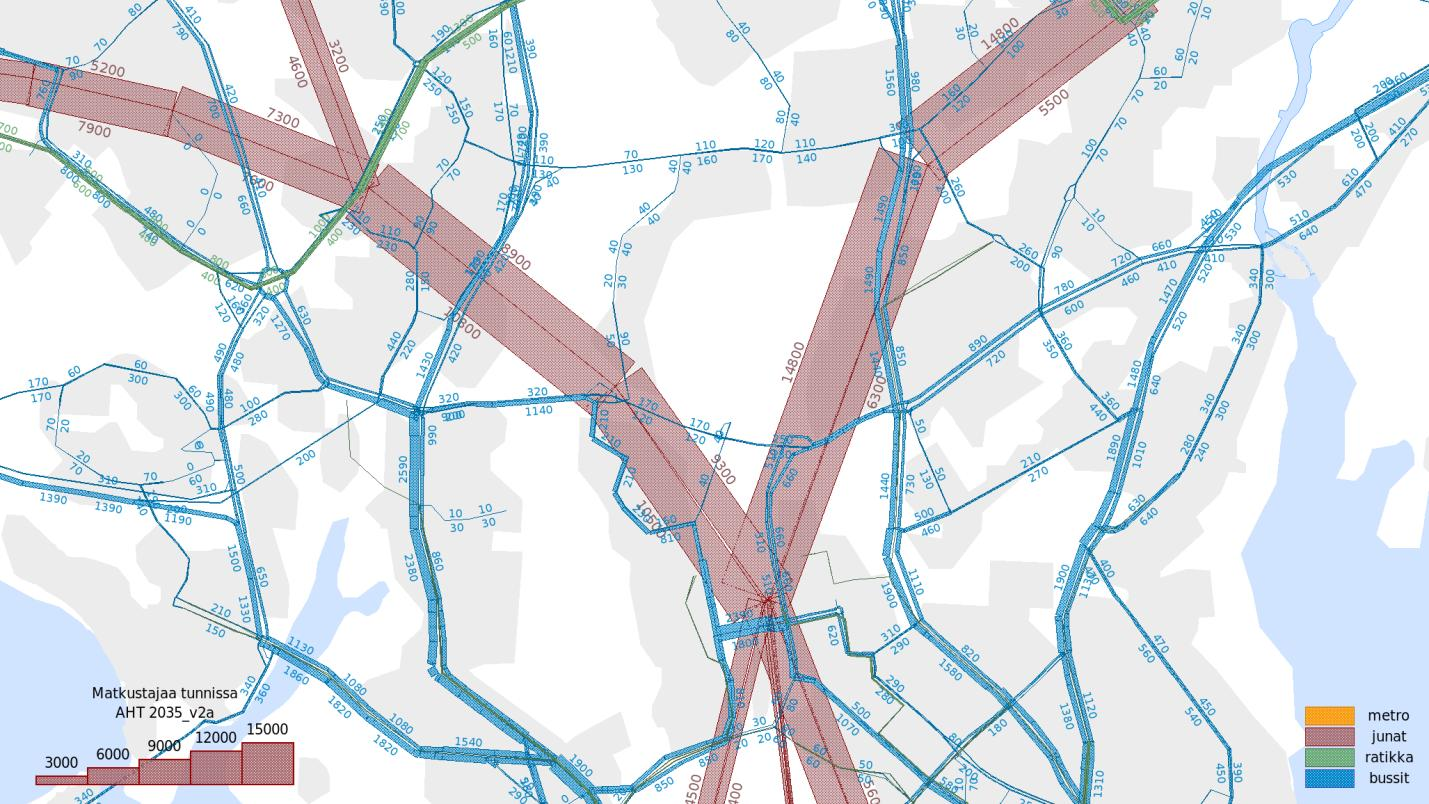 Pasilanväylän liikennekäytäväselvitys LIITTEET Ve 1a, aamuhuipputunti 2035 Ve 2a,