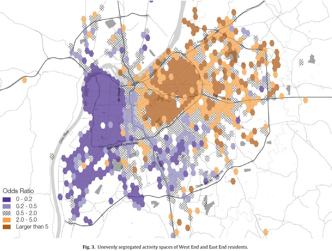 Esimerkkejä data-analyysista Kahden kaupunginosan (Louisville, Kentucky) eriytymisen ja segregaation tutkiminen paikkatietoa sisältävien twiittien avulla. Shelton, T., Poorthuis, A.