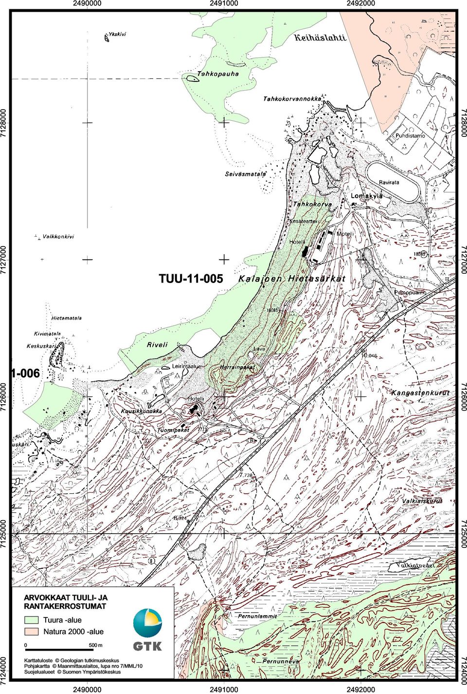 -alue 0 500m 7124000 Karttatuloste Geologian tutkimuskeskus Pohjakartta