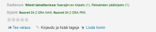 Luokan vieressä olevat kirjaimet ovat teoksen tekijän kolme ensimmäistä kirjainta tai toimitetun teoksen kyseessä ollessa nimekkeen 3 ensimmäistä kirjainta ja seuraavat 3-4 kirjainta ovat