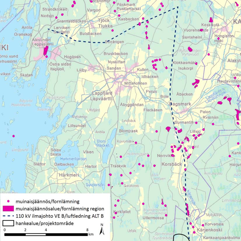 FCG SUUNNITTELU JA TEKNIIKKA OY Mikonkeitaan tuulivoimapuisto 236 Museovirasto on vuonna 2008 teettänyt inventoinnin Pomarkun ja Kristiinankaupungin välisellä voimajohtoreitillä.