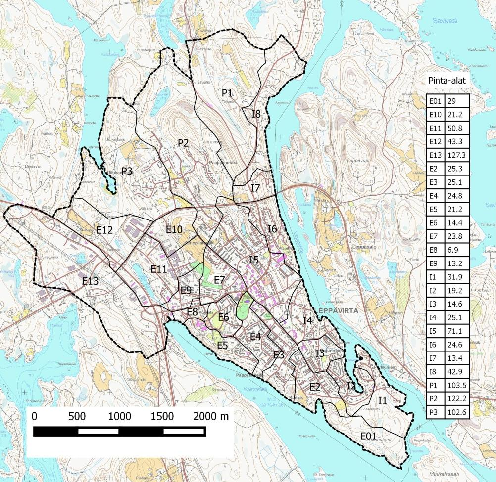 14 Leppävirran hulevesiselvitys Leppävirran keskustaajamaan valumaaluetarkastelu ja yleispiirteinen hulevesien hallintasuunnitelma. Suunnittelualueen pinta-ala on noin 10 km 2.