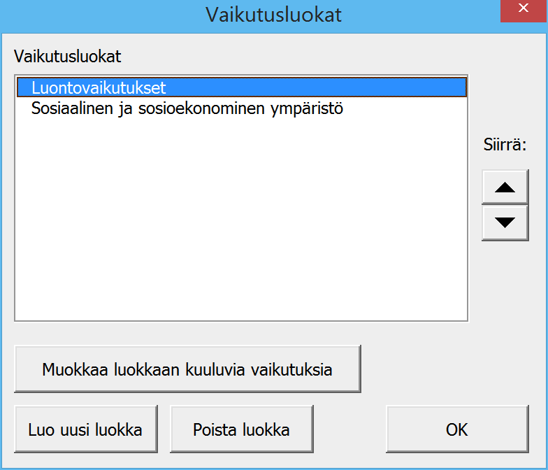 4.1. Lisää tai poista vaikutuksia Vaikutusten lisäys ja poisto tehdään erillisessä ikkunassa. Tämä ikkuna avataan klikkaamalla Lisää tai poista vaikutuksia edellä kuvatussa näkymässä.