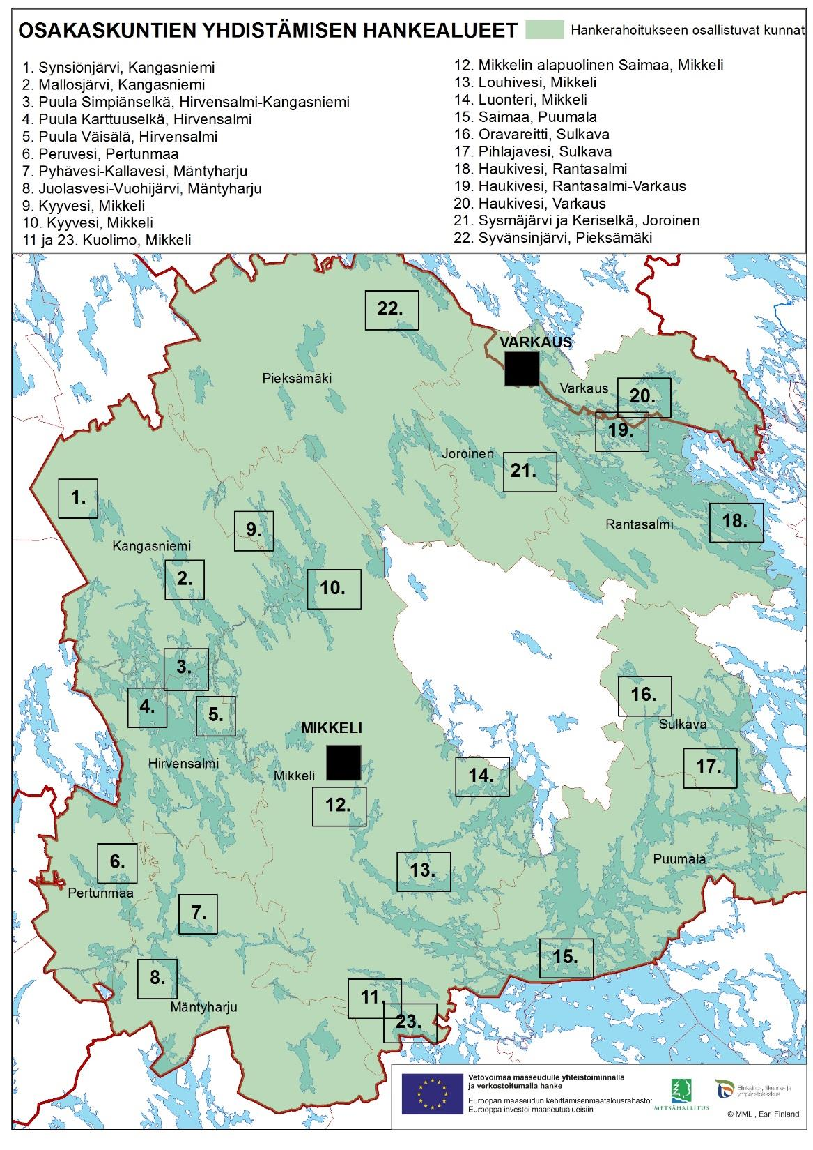 Hankkeen rahoitus Kokonaisrahoitus on 432 500 : Maaseuturahasto, Etelä-Savon ELY-keskus 330 000 Kunnat 82 500 o Mikkeli 15 000 o Kangasniemi 15 000 o Mäntyharju 10 000 o Hirvensalmi 10 000 o