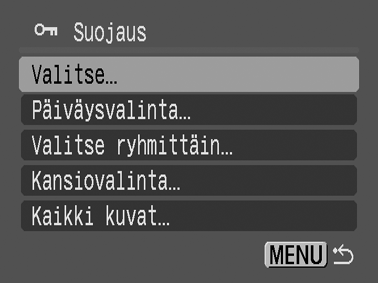 Kuvien suojaaminen Tärkeät kuvat ja elokuvat voidaan suojata tahattomalta poistamiselta.