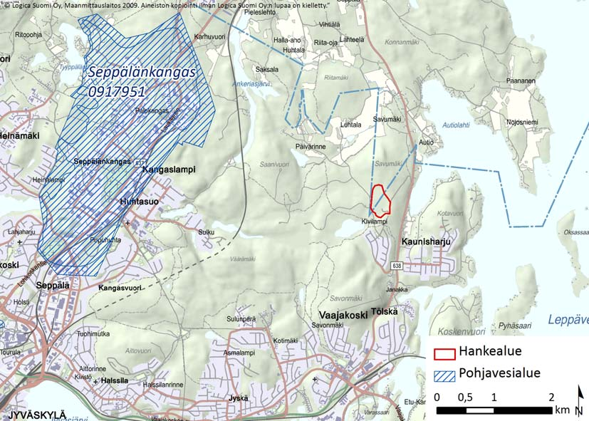 78 Jyväskylän kaupunki Kuva 40. Hankealueen läheisyydessä sijaitsevat pohjavesialueet. 15.3.