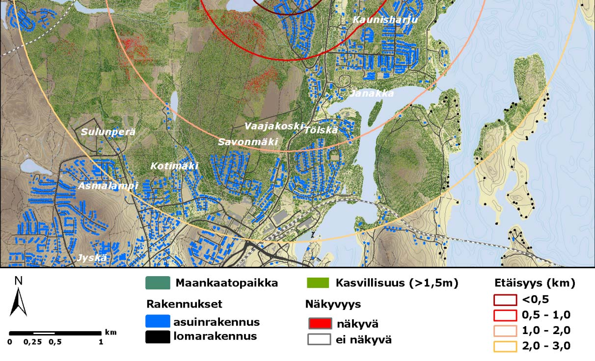Jyväskylän kaupunki 65 13.4 Vaikutukset maisemaan ja kulttuuriympäristöön 13.4.1 Vaihtoehto 1 Vaihtoehdossa yksi maanvastaanottoaluetta laajennetaan noin 3,5 hehtaaria kohti luodetta.