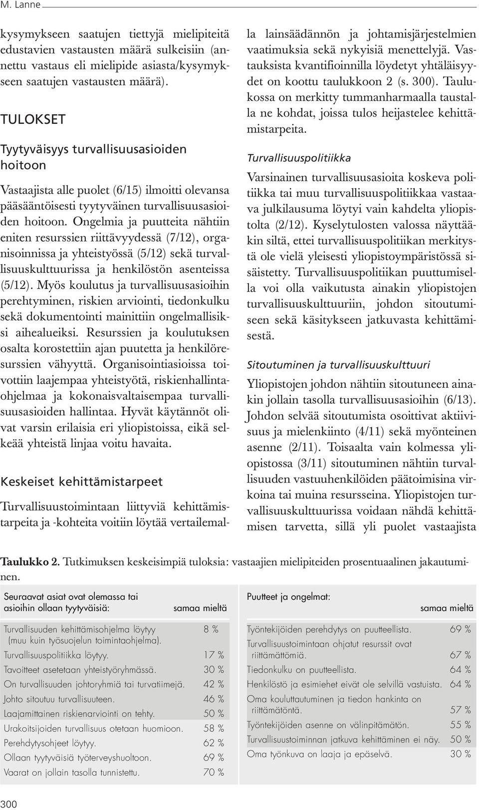 Ongelmia ja puutteita nähtiin eniten resurssien riittävyydessä (7/12), organisoinnissa ja yhteistyössä (5/12) sekä turvallisuuskulttuurissa ja henkilöstön asenteissa (5/12).