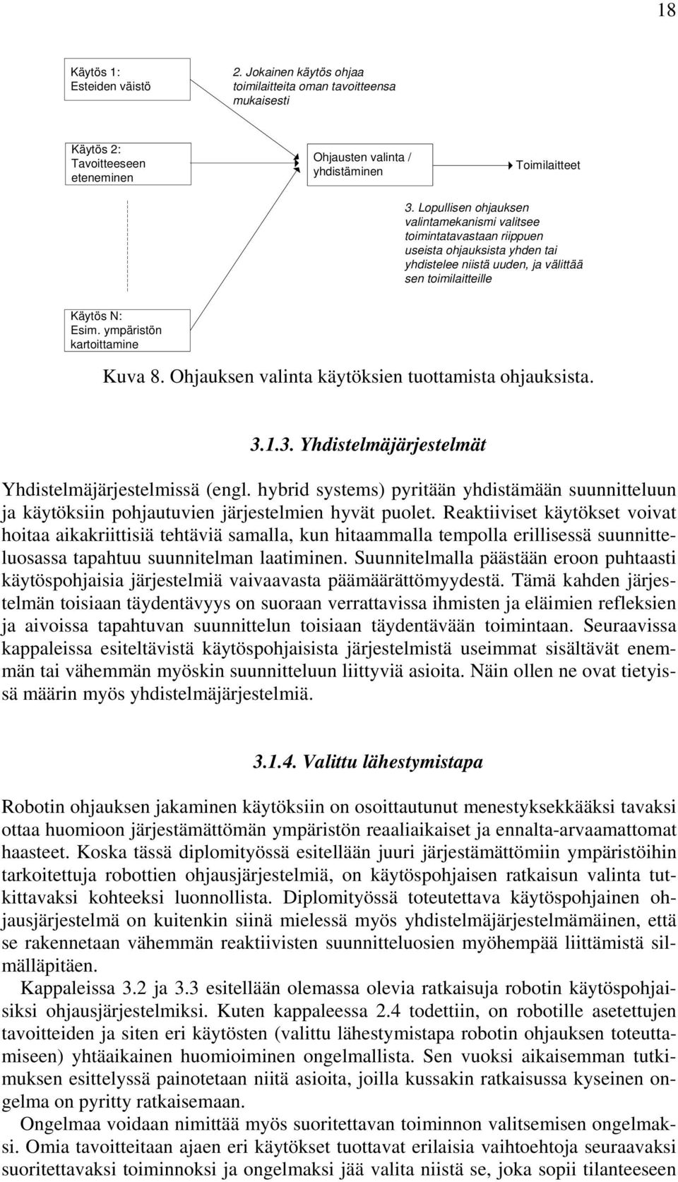 ympäristön kartoittamine Kuva 8. Ohjauksen valinta käytöksien tuottamista ohjauksista. 3.1.3. Yhdistelmäjärjestelmät Yhdistelmäjärjestelmissä (engl.