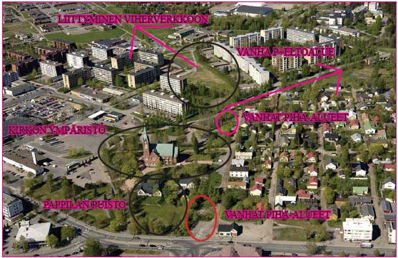 ... Kv-lue ympäröivä rennusn Asemvn muuoslueen iäpuolelle sijoiuv Ronismäesi usuu Liniln ylän mäiuplislue jeiin pohjois-eelä suunisiin linjoihin j länsi-iä suunisiin ploujiin seä niiden väliin