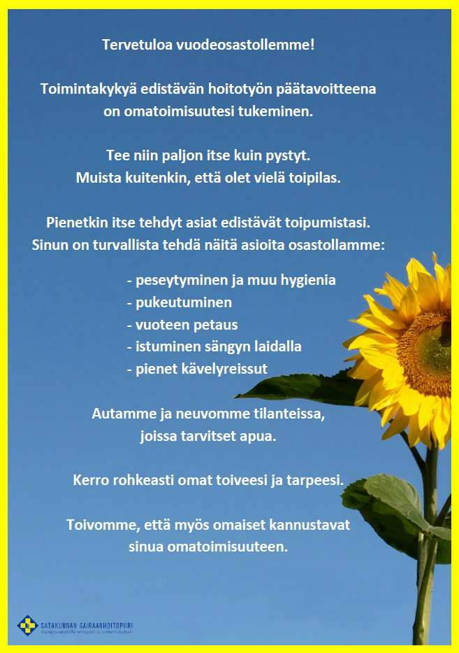 linkki Potilaiden näkemyksiä huoneentaulusta Seinät täytee näit, et menee viesti perille.