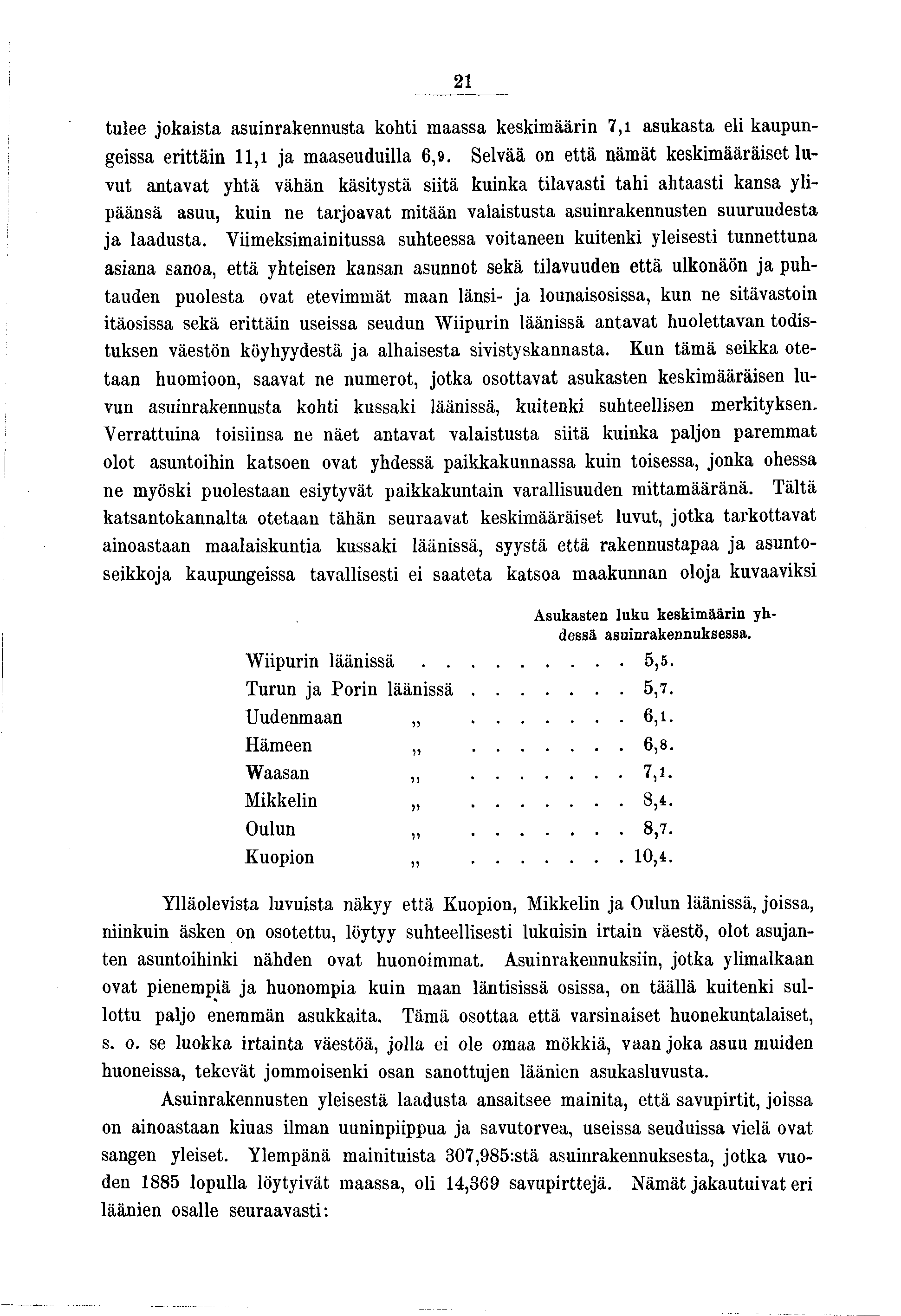 2 tulee okasta asunrakennusta koht maassa keskmäärn 7, asukasta el kaupungessa erttän, a maaseudulla 6,9.