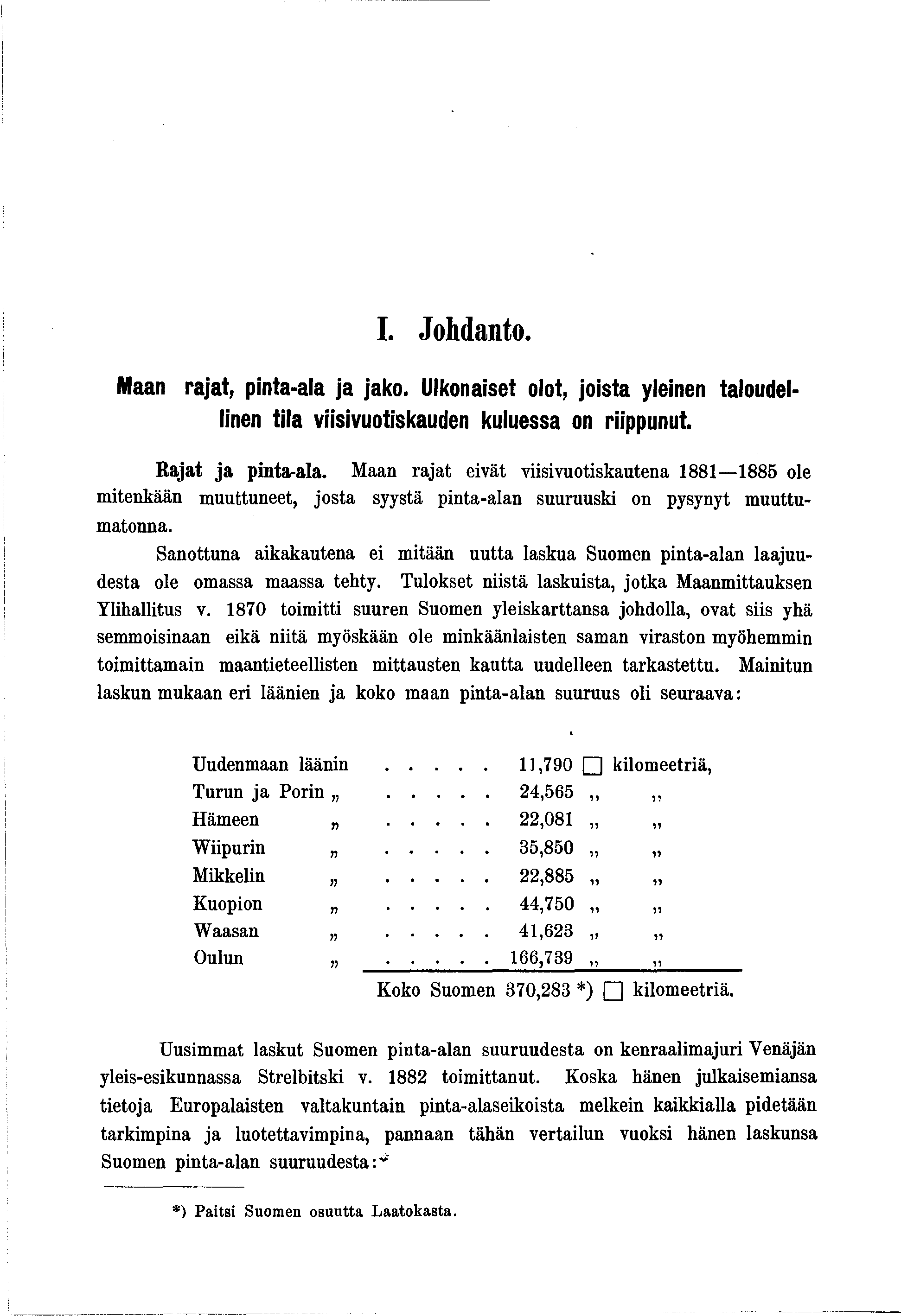 I. Johdanto. Maan raat, pnta-ala a ako. Ulkonaset olot, osta ylenen taloudellnen tla vsvuotskauden kuluessa on rppunut. Raat a pnta-ala.