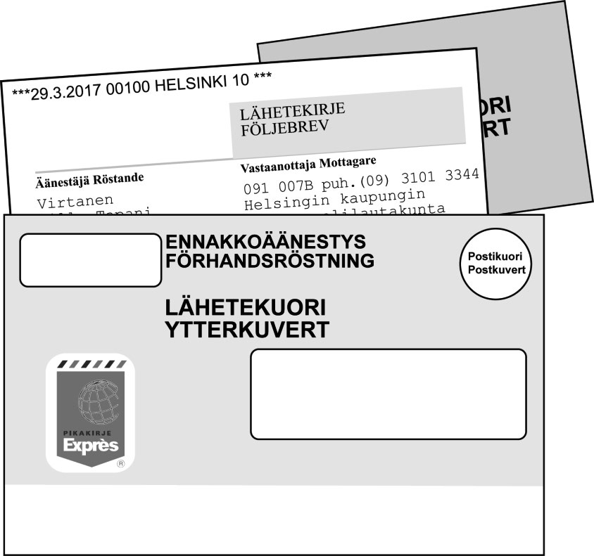 36 Vaihe 5: Lähetekirjeen ja vaalikuoren sulkeminen lähetekuoreen -Sulje vaalikuori ja lähetekirjelomake tai vaalikuori ja ilmoituskortti keltaiseen lähetekuoreen Vaalitoimitsija sijoittaa