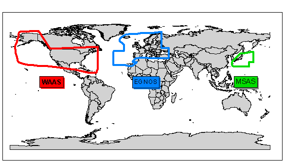 14 2.4 DGPS järjestelmiä WAAS on USA:n Ilmailulaitoksen (FAA) kehittämä SBAS DGPS -järjestelmä, joka kattaa koko Pohjois-Amerikan (USA ja Kanada).