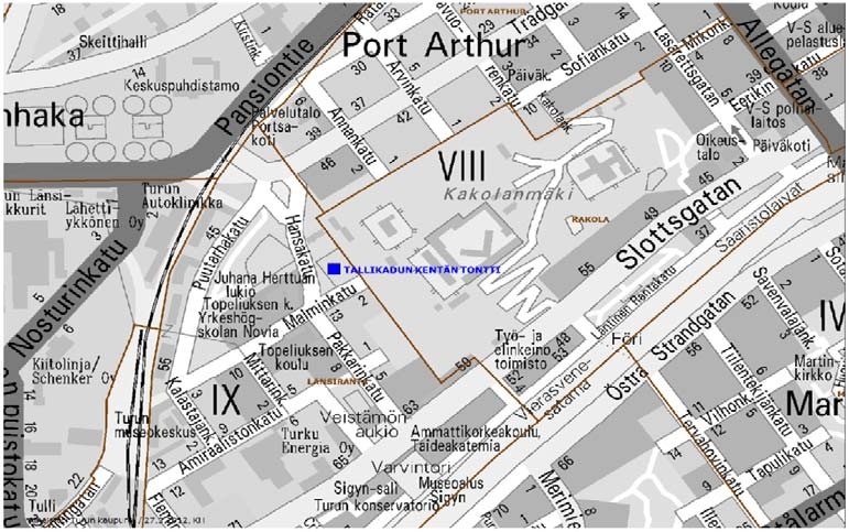 8 (13) Kuva 1 Tallimäenkentän sijainti 4 Selvitys rakennuspaikasta 4.1 Tontti Tallimäenkenttäalueen (tunnus 853-9-9903-0) pinta-ala on 4 674 m 2 ja se on kaupungin omistuksessa.