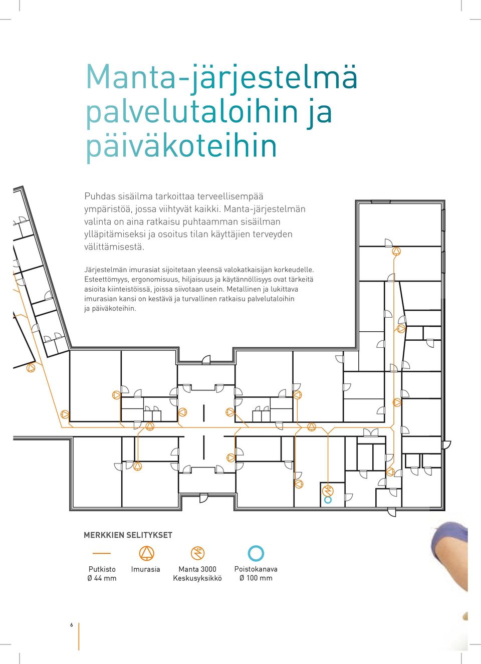 Järjestelmän imurasiat sijoitetaan yleensä valokatkaisijan korkeudelle.