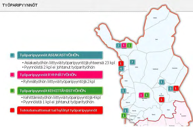 48 Työparityöstä solmitaan sopimukset Lapin kuntien kanssa sitä mukaa, kun kunnat ovat työpariapua tilanneet.