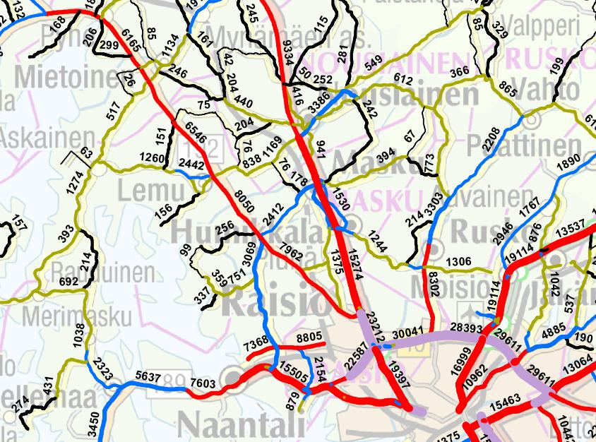 29 (55) 4.1.4. Liikenne Rekoistentie on pieni yksityistie, jolla ei ole nopeusrajoitusmerkkiä. Tieliikennelain mukainen nopeusrajoitus on tällöin 80 km/h, mikä ei käytännössä ole mahdollinen.