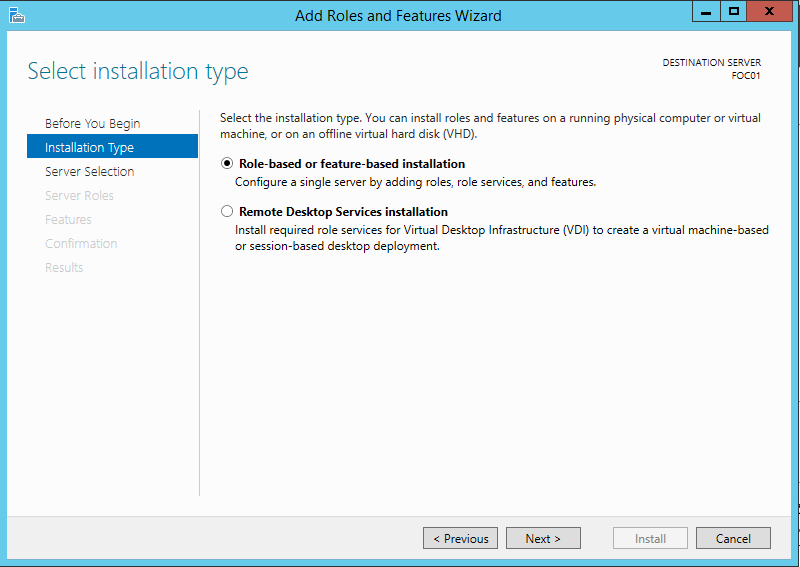 20 Kuva 4. Add Roles and Features valikko. Failover Clustering -ominaisuus on Windows Server 2012 R2 -käyttöjärjestelmässä ominaisuus, ei rooli.