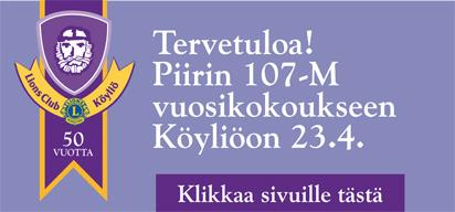 13 LC Kokemäki/Jokilaakson lionit aloittivat Punainen Sulka -keräyksensä Naisen Elämää tapahtuman yhteydessä Kokemäen Koulukeskuksessa. Lions Clubs Internationalin 29.