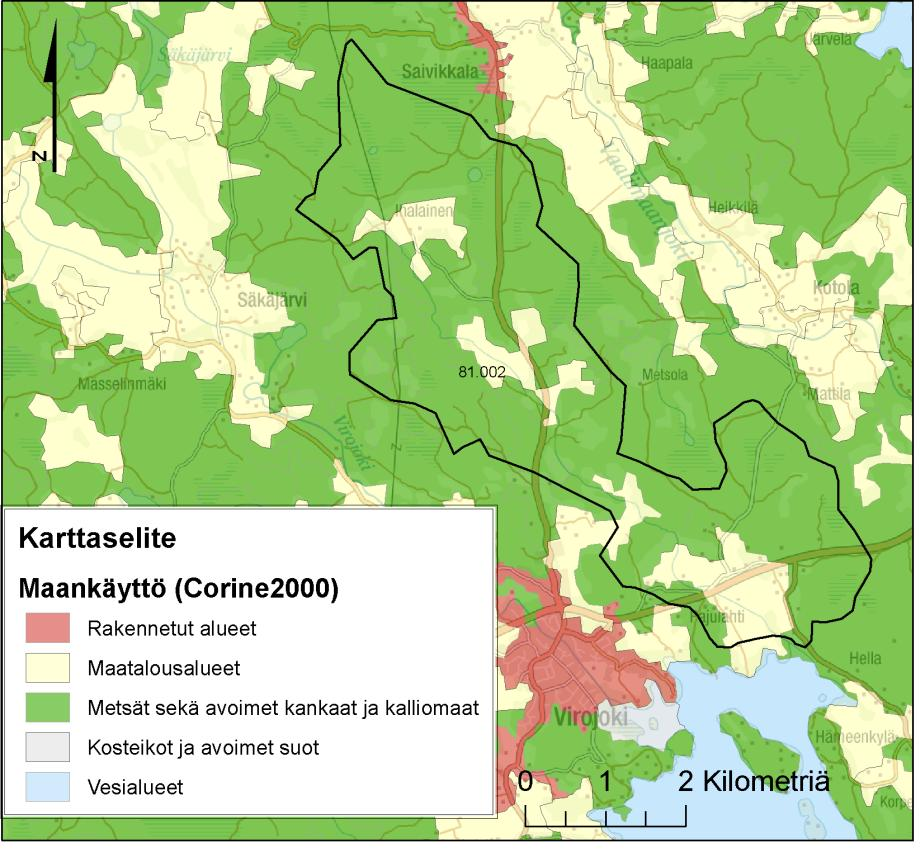 SYKE, EEA. Kaakkois-Suomen ELY-keskus; Affecto Finland Oy, Karttakeskus, Lupa L4659. Paisillanojan valuma-alue (81.002) Pääosa, jopa n.