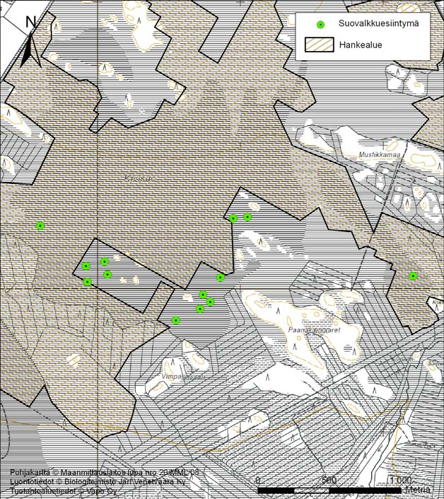 Kivisuo - Muhos, Utajärvi, Oulu. Turvetuotantoalueen 89 Kuva 17. Suovalkun kasvupaikat Kivisuolla.