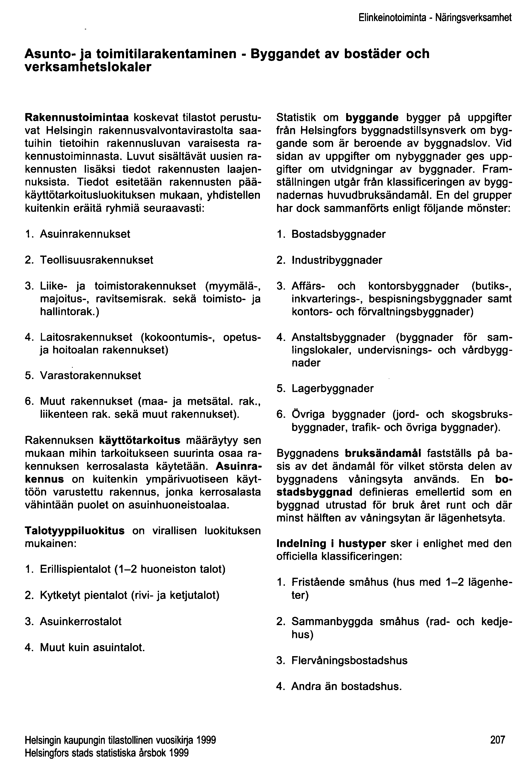 Elinkeinotoiminta - Näringsverksamhet Asunto- ja toimitilarakentaminen - Byggandet av bostäder och verksamhetslokaler Rakennustoimintaa koskevat tilastot perustuvat Helsingin