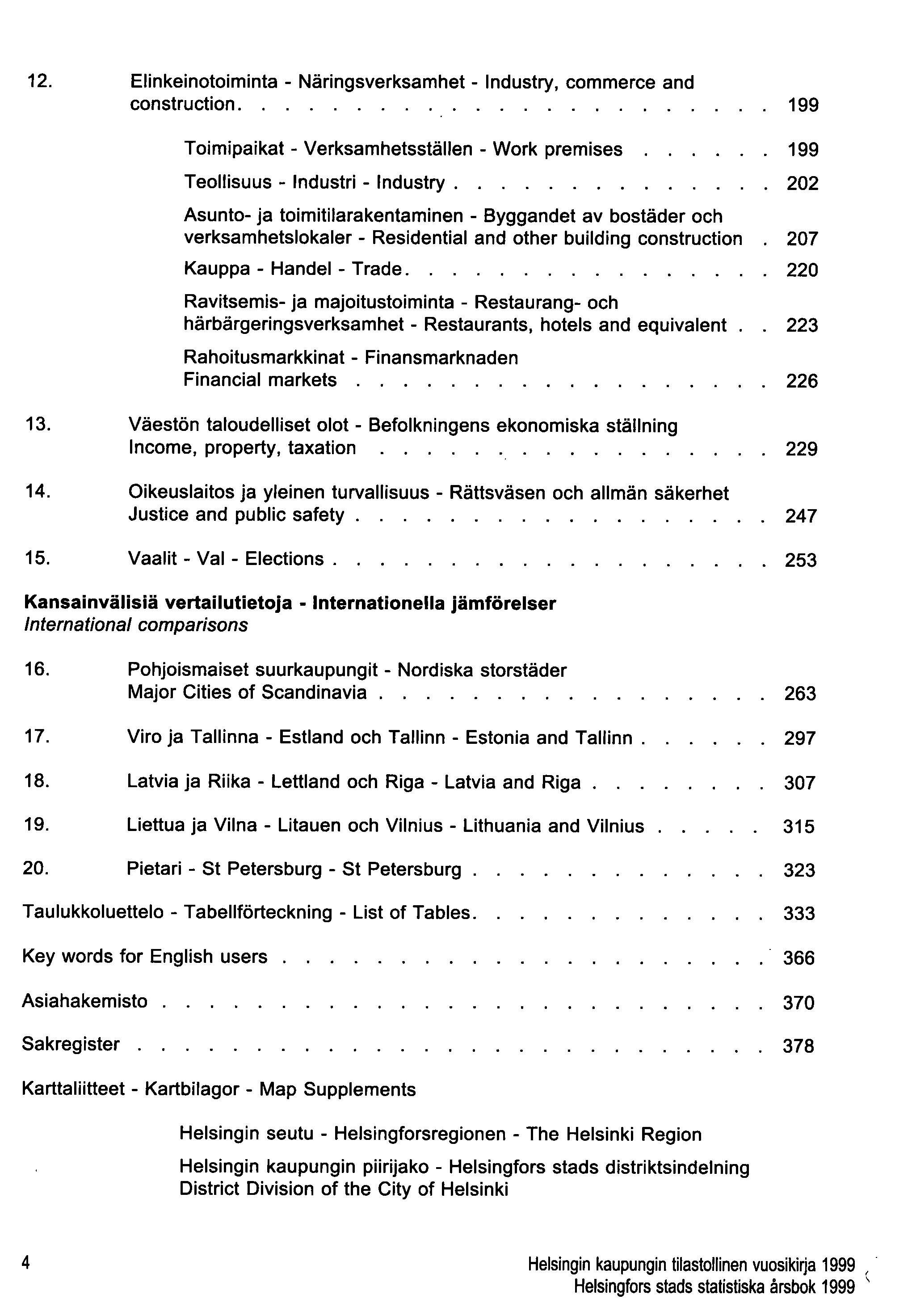 12. Elinkeinotoiminta - Näringsverksamhet - Industry, commerce and construction................. 199 Toimipaikat - Verksamhetsställen - Work premises 199 Teollisuus - Industri - Industry.