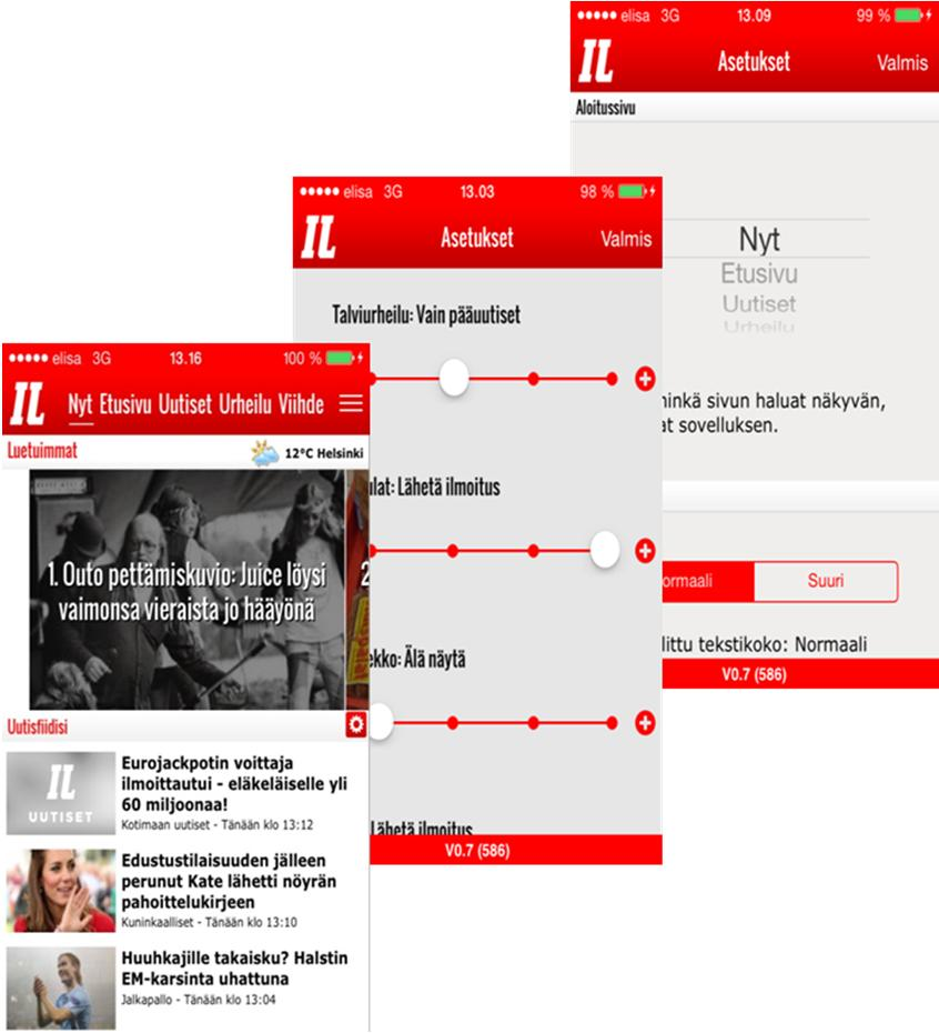 Monikanavasisällöt IL:n uusille mobiilisovelluksille hyvä vastaanotto Iltalehden Q3:lla uudistamat mobiilisovellukset lisänneet selvästi Iltalehden sisältöjen sovelluskäyttöä Palaute käyttäjiltä