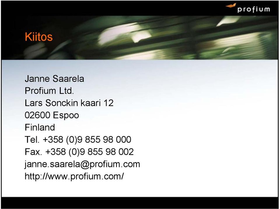 Tel. +358 (0)9 855 98 000 Fax.