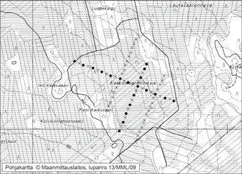 Pyhännällä tutkitut suot ja niiden turvevarat Osa 3 108. Karkusaarenneva Karkusaarenneva (kl. 3324 06, x = 7090,5, y = 3471,0) sijaitsee noin 23 km Pyhännän keskustasta etelään (kuva 10).