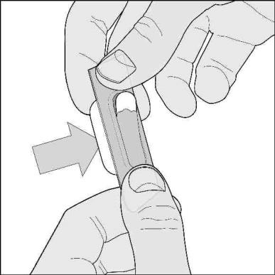 1. Irroita yksi kapseli: Revi merkittyä leikkausviivaa pitkin, jolloin yksi tasku irtoaa liuskasta. 2. Poista ulkokerros: aloita väritetystä kulmasta, nosta ja revi taskun yli 3.