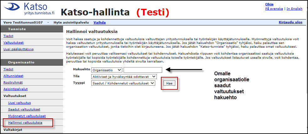 Hallinnoi valtuutuksia